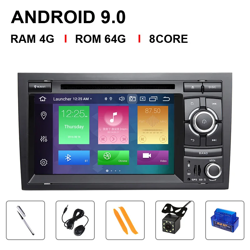 8 Core 64ROM OBD Cam " ips DSP 4G 64G 2 din Android 9 gps Авторадио Мультимедиа для Audi A4 B8 B6 B7 S4 B7 B6 RS4 B7 SEAT Exeo Навигация dvd плеер - Цвет: 8 Core 64ROM OBD Cam