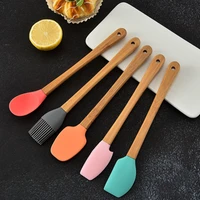 mini baking tools color 5 suit spatula silicone scraper children with wooden handle silicone kitchen utensils and appliances