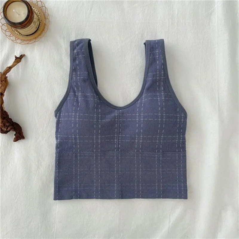 Майки женские в клетку пикантная универсальная простая Спортивная безрукавка