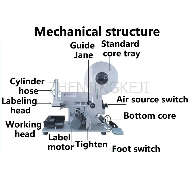 

220V/200W Semi-automatic Flat Labeling Machine Paper Box Plastic Stickers Labeling No Bubbles No Wrinkles High Efficiency Tools
