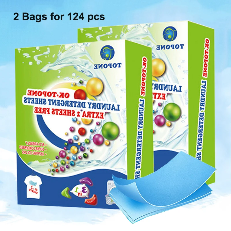 

124 шт. новая формула, листы стирального порошка для стирки белья, супер концентрированная натуральная кожа