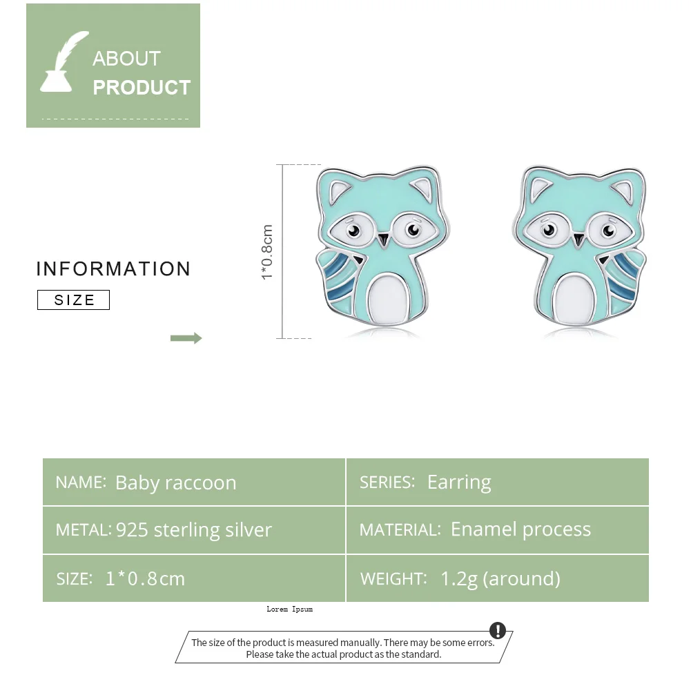 Bamoer натуральная 925 стерлингового серебра Эмаль мятно-зеленого цвета маленьких