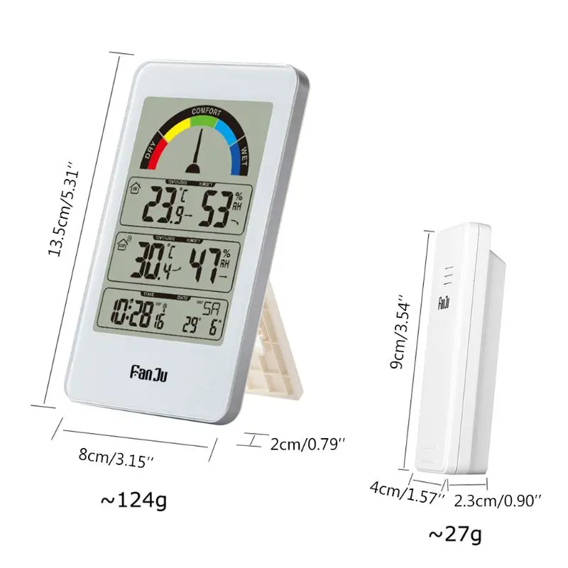 

Digital Thermometer Hygrometer Weather Station Wall Clock Wireless Sensor Alarm