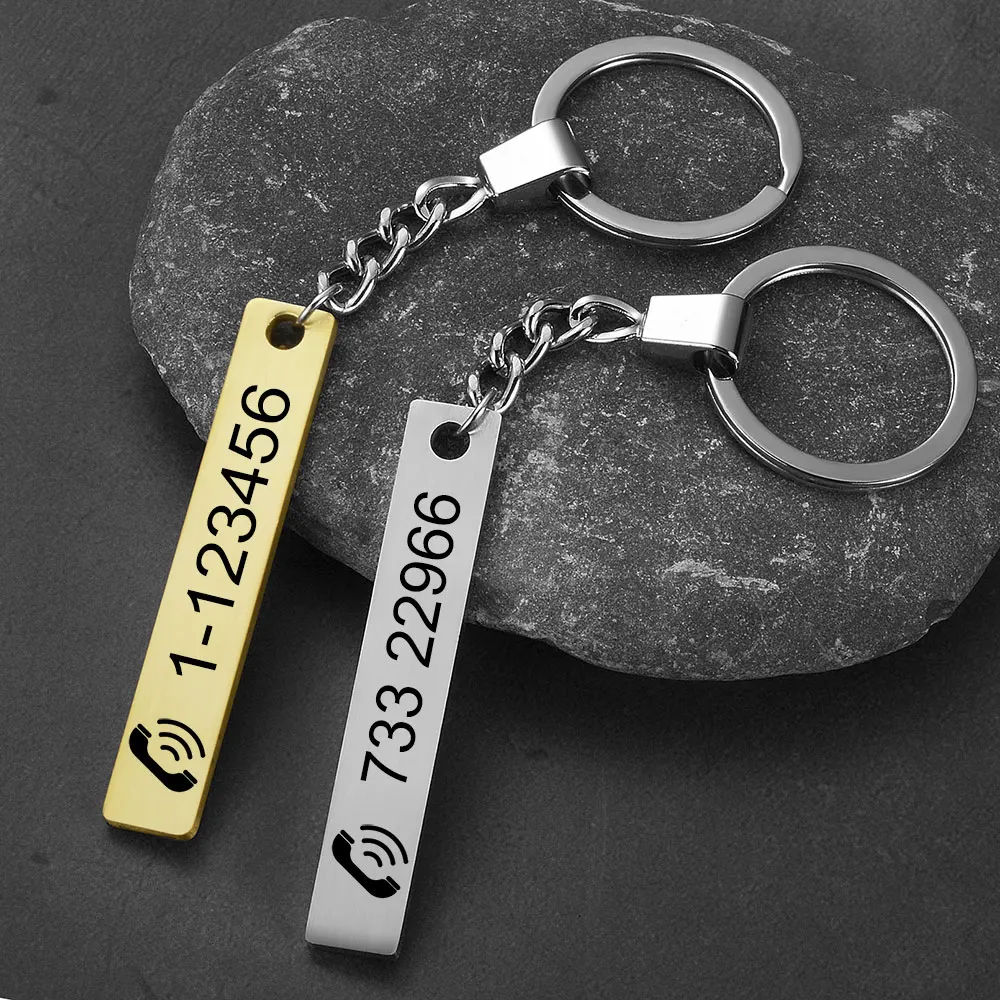 

Personalized Stainless Steel Keychain Laser Engrave Car Logo Name Phone Number Customized Doggy Anti-lost Keyring SL-026 For Men