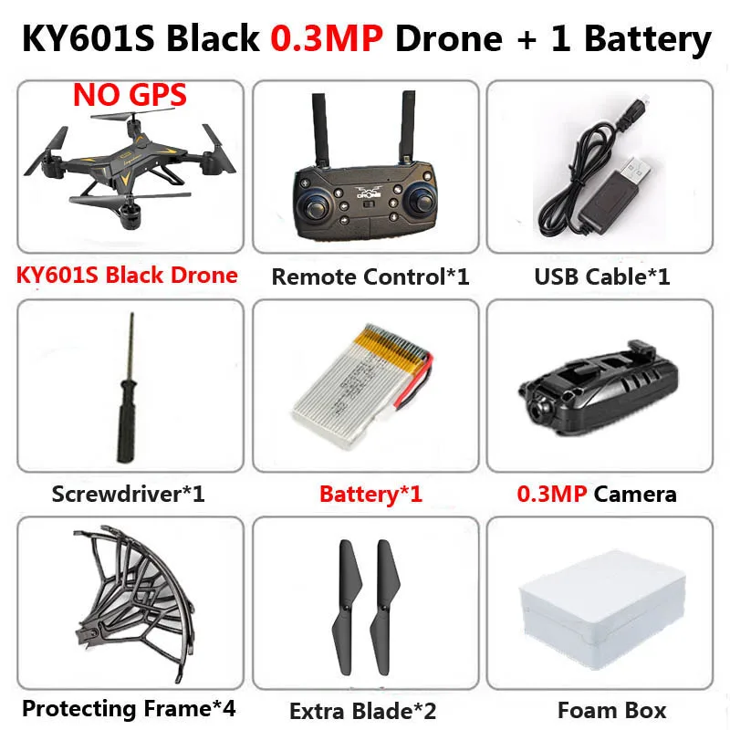KY601G KY601S Профессиональный Дрон с камерой 4K HD 5G WiFi gps FPV дистанционное управление расстояние 2 км RC Квадрокоптер вертолет детские игрушки - Цвет: KY601S 0.3MP B 1B