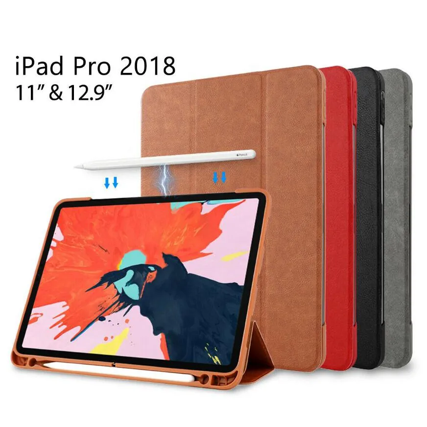Умный чехол книжка для iPadMini5 черный кожаный карандаш Магнитный с функцией