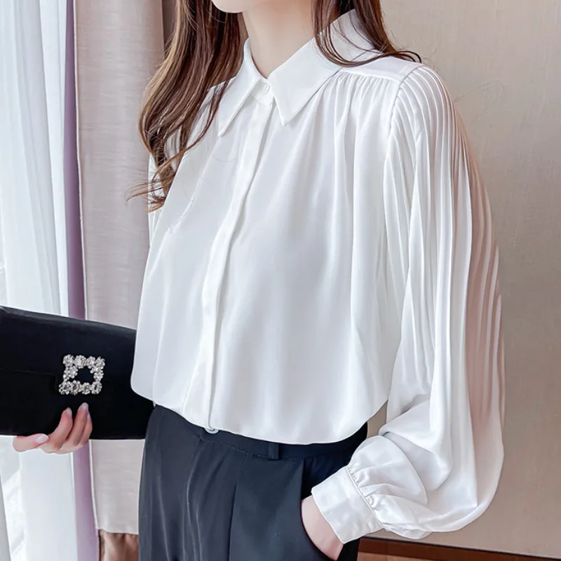 Cheap wholesale 2021 spring summer autumn new fashion casual chiffon women shirt woman female OL long sleeve shirt Py1549