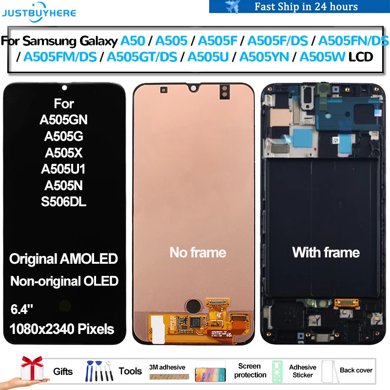 

Original AMOLED For Samsung Galaxy A50 A505 A505F A505F/DS A505FN/DS Pantalla lcd Display Touch Panel Screen Digitizer Assembly