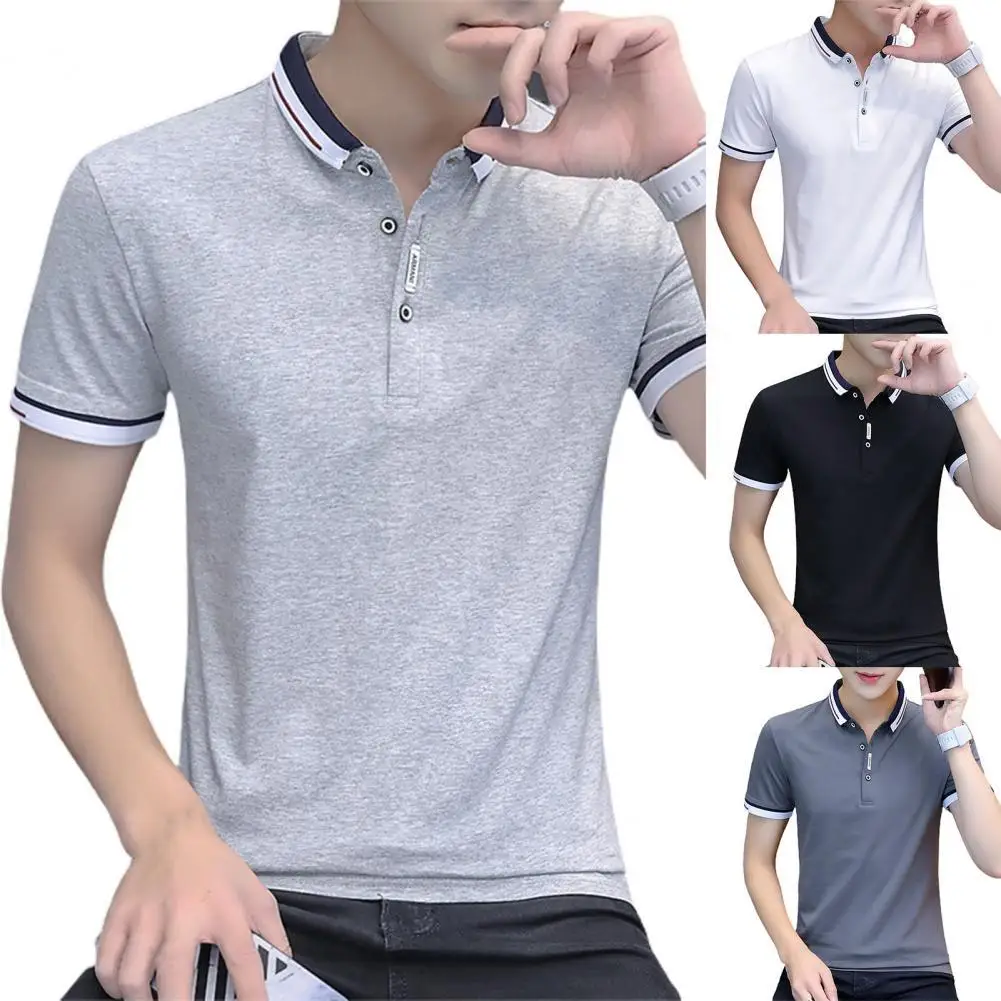 

Men Shirts Short Sleeve Elastic Summer Slim Plain T-shirt for Sport