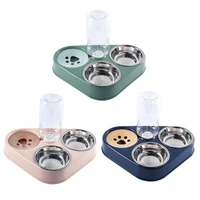 3 in 1 stainless steel pet dog feeder bowl with dog water bottle cat automatic drinking cat food bowl pet feeder