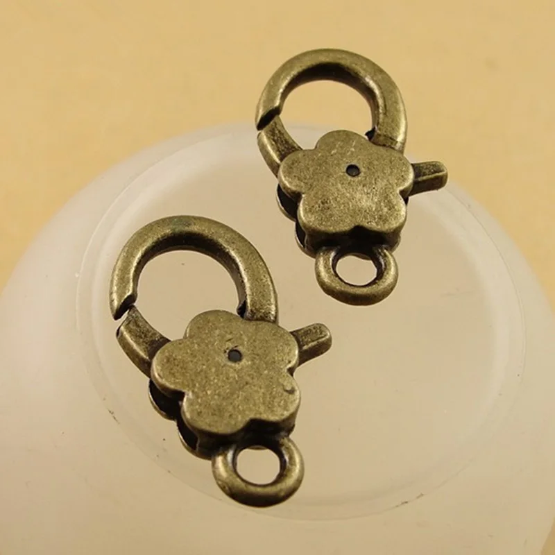 Застежка-карабин с цветком 16 х27 мм 10 шт. | Украшения и аксессуары