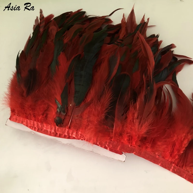 Asia Ra 18 Colors 4-8 inch Height Rooster Coque Feather Fringe Trim for Skirt Dress Costume Roster 10 Meters Red | Дом и сад