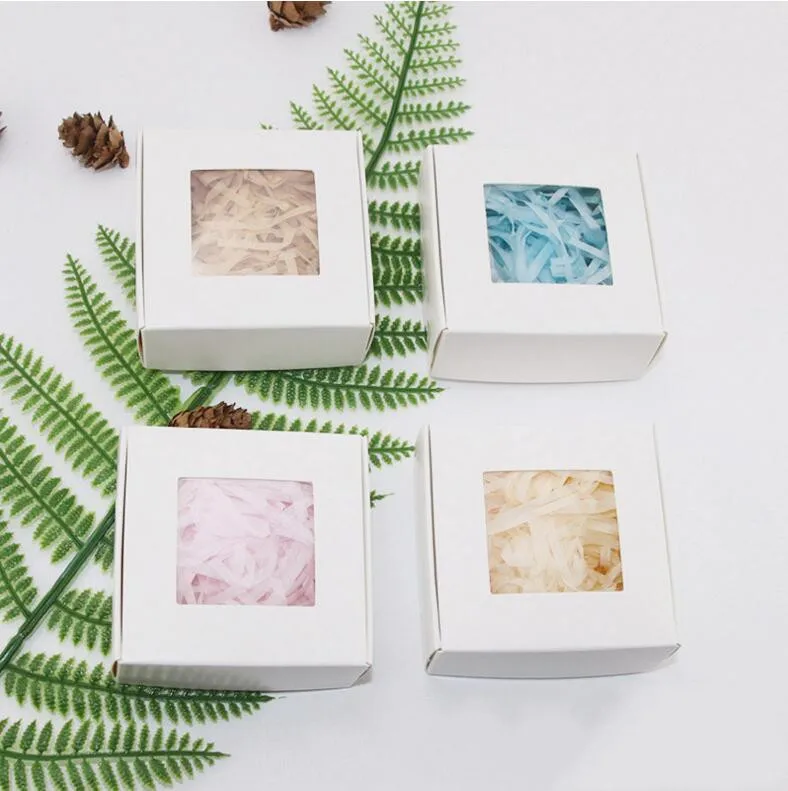 30 шт. маленькая картонная коробка крафт бумажная с прозрачным окном белое мыло