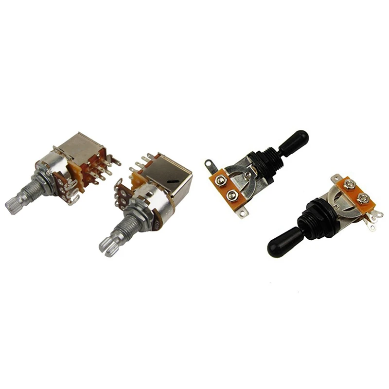 

2pcs A500K Push Pull Split Knurled 18Mm Long Guitar Pot Potentiometer & 2pcs 3 Way Short Straight Guitar Toggle Switch