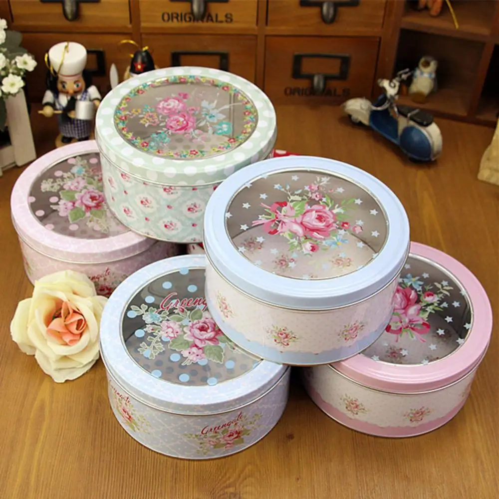 

60% Hot Sales!!! Tinplate Box Food Grade Convenient to Storage Tiny Decorative Round Case Home Decor