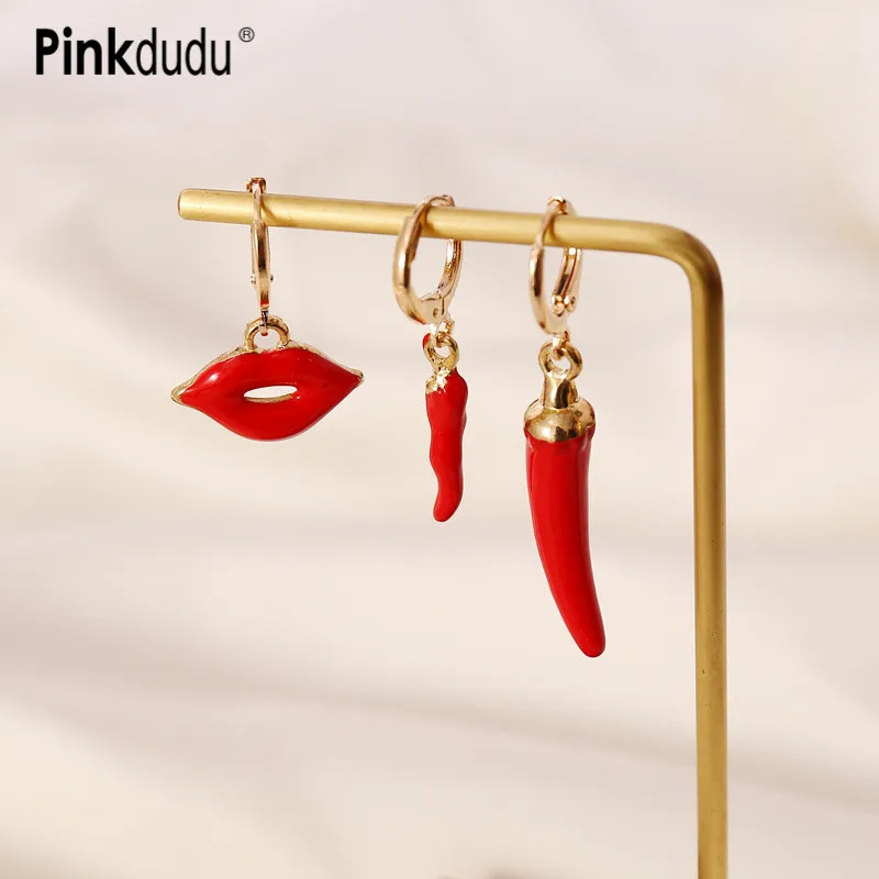 Модные полимерные серьги Pinkdudu с красным чили акриловые подвески перцем и