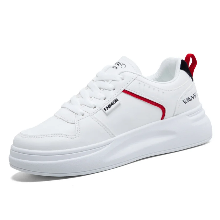 Женские кроссовки на плоской подошве белые кожаные женская обувь для бега