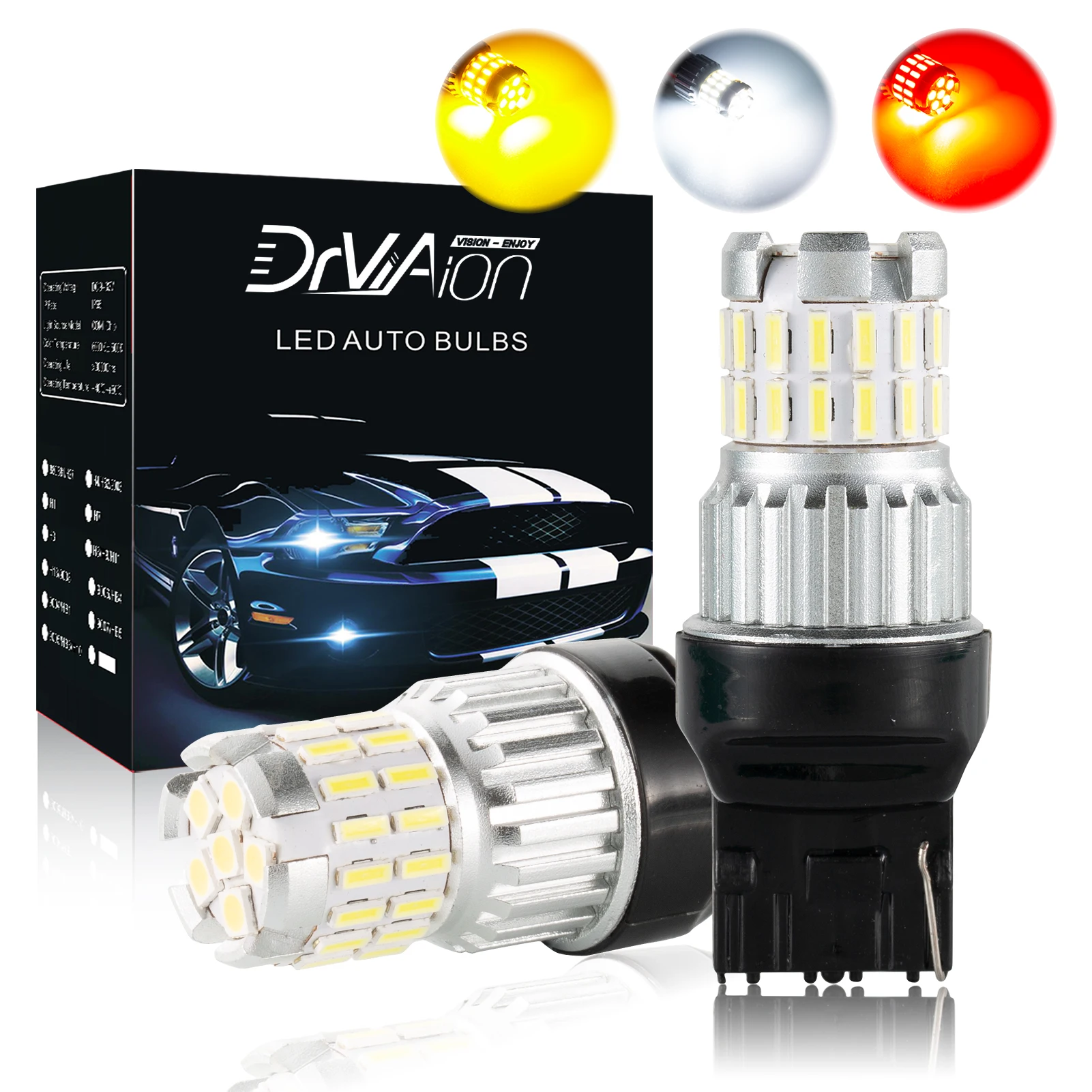 

2PCS 1200ML Waterproof Reversing Lamp Drviaion T20 7443 W21/5W LED Reversing Lamp Canbus 36SMD Replacement