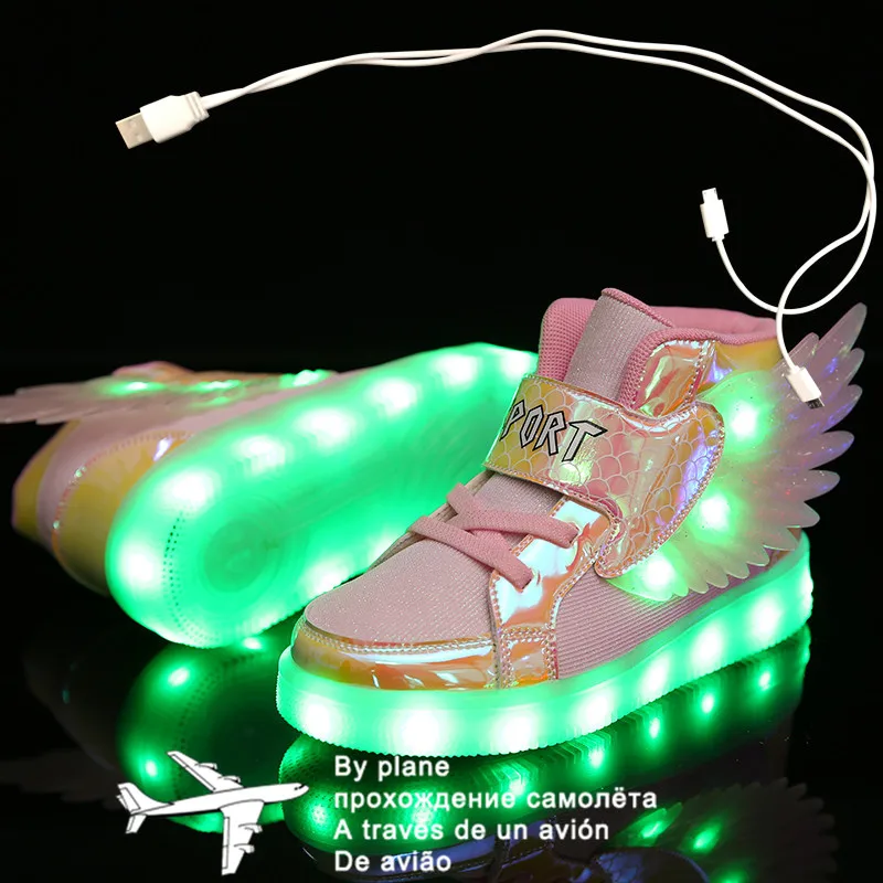 Классические светодиодные туфли 27-37 для детей и взрослых зарядка через USB легкие