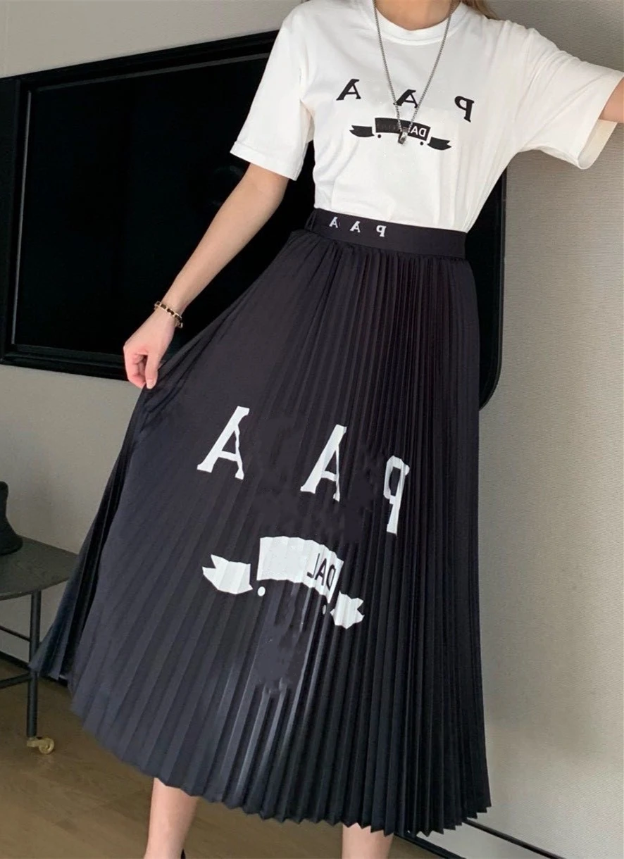 

Big-name summer ladies satin 3D printing high waist pleated skirt 2021New ladies fashion all-match high-quality puff skirt Bing