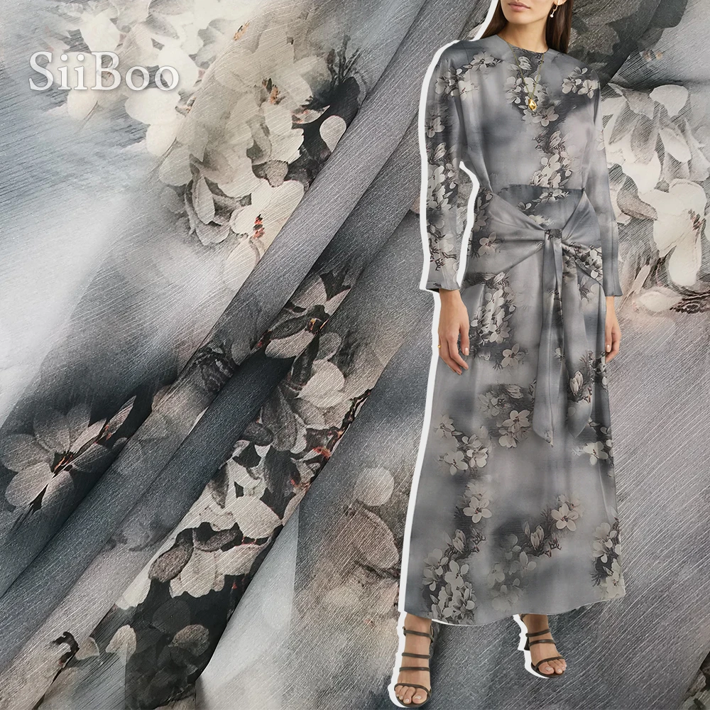 Шифоновая ткань из искусственного шелка с цветочным принтом 4 цвета для платьев и