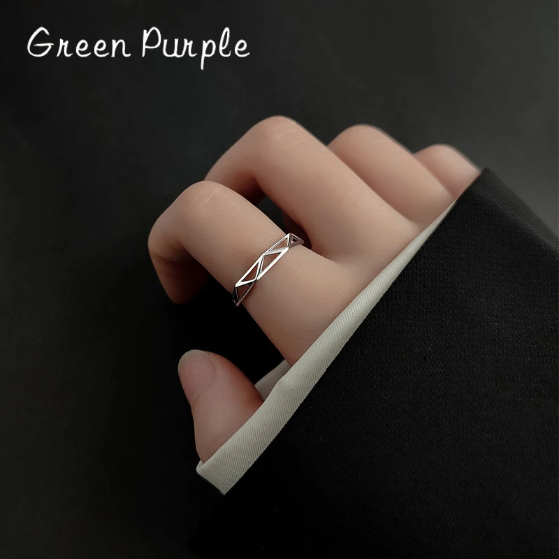 

Vintage Lucky Triangle Simple Ring Real s925 Sterling Silver Not Allergic For Young Fashion Girl Fine Rings Jewelry Gifts