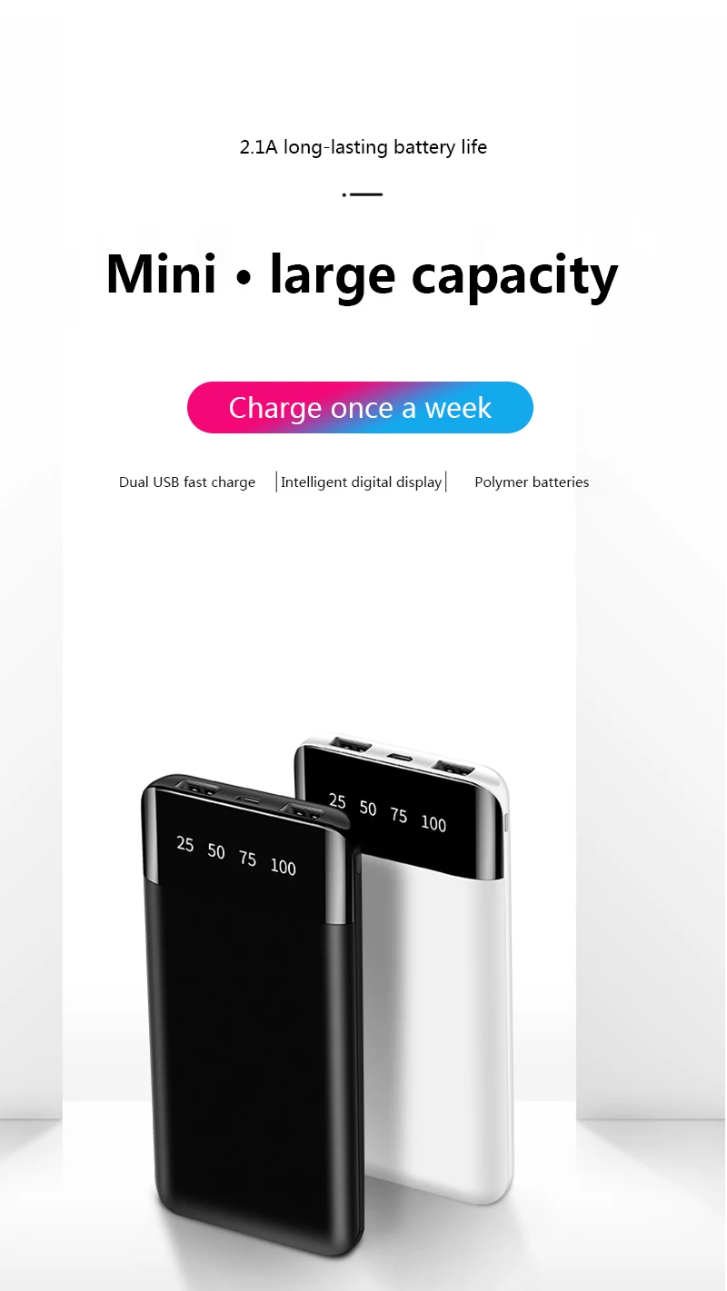 Внешний аккумулятор 10000 мАч для Xiaomi Mi 2 USB внешний аккумулятор портативное зарядное устройство Внешний аккумулятор повербанк для iPhone samsung huawei