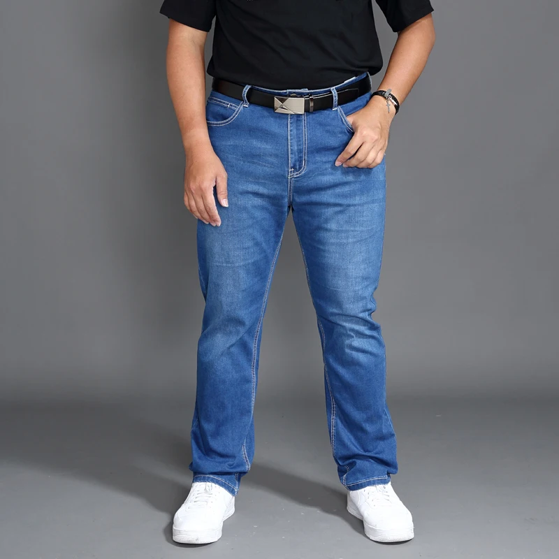 

summer new big size men's jeans 44 46 Large size simple and stylish Korean pants loose trousers men Blue jeans Straight pants