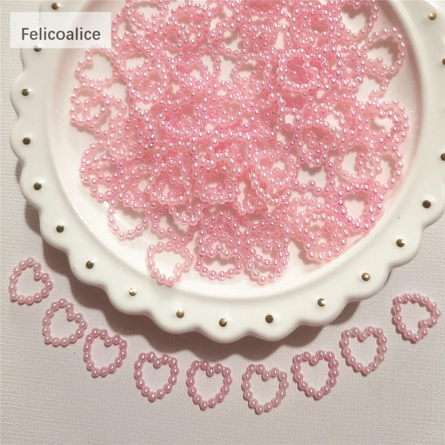 

100pcs Beige/White/Pink Color ABS Heart Flatback Imitational Pearl Scrapbooking Beads Embellishment DIY Jewelry Fittings 11mm