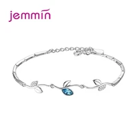 real 925 sterling silver classic dazzling blue cubic zirconia adjustable link chain bracelet for women elegant wedding jewelry