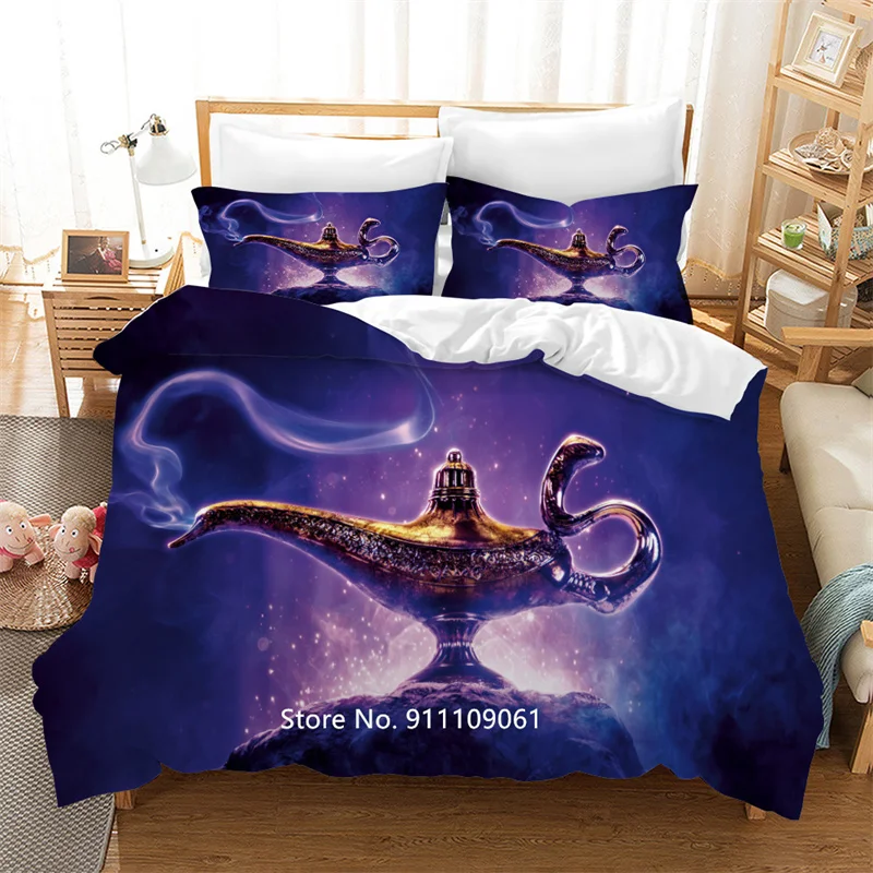 

3d-цифровая печать Aladdin Lamp большое покрывало семейный роскошный комплект постельного белья 2-3 высококачественные наволочки для кровати наво...