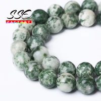 natural stone beads natural green spot round loose bead 15 strand 4 6 8 10 12mm pick size for jewelry making diy charm bracelet