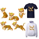 Милым тигренком из патч прокладочный материал с термонаклейки для одежды термоклейкие нашивки на одежду Diy текстильная наклейки животных аппликация