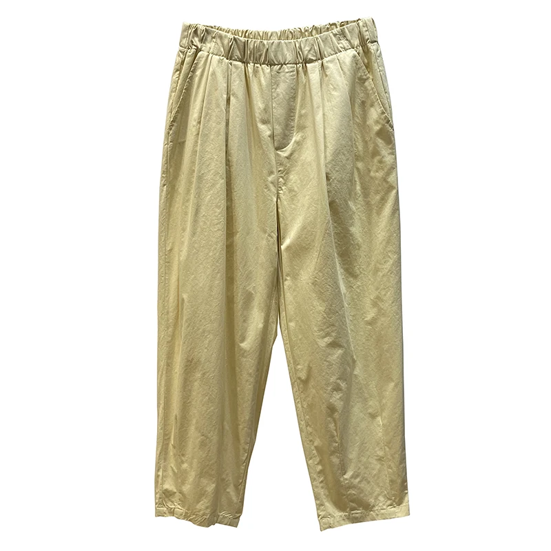 

Summer Lightweight Cropped Casual Pants Women's Pure Color Elastic Waist Loose Leisure Slimming Harem Pants Hot Pants