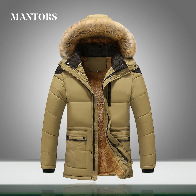 Мужская зимняя парка с капюшоном и меховым воротником размеры до 7XL|Мужские