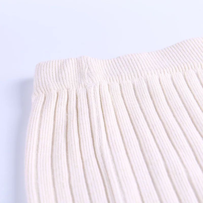 Модная Осенняя трикотажная облегающая юбка с Боковым Разрезом Женская средней