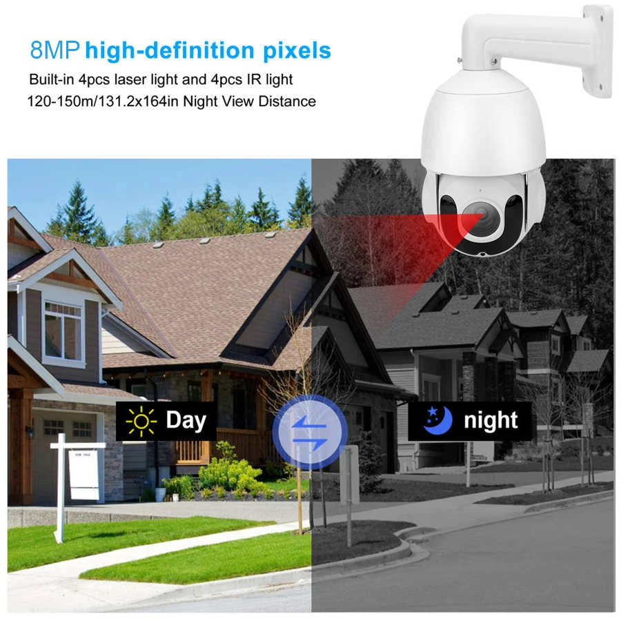 

IMPORX 8MP 4K HD 36X Optical Zoom POE Mini PTZ Speed Dome Camera Waterproof IP66 Mini Speed Dome H.265 IR 150M CCTV Security