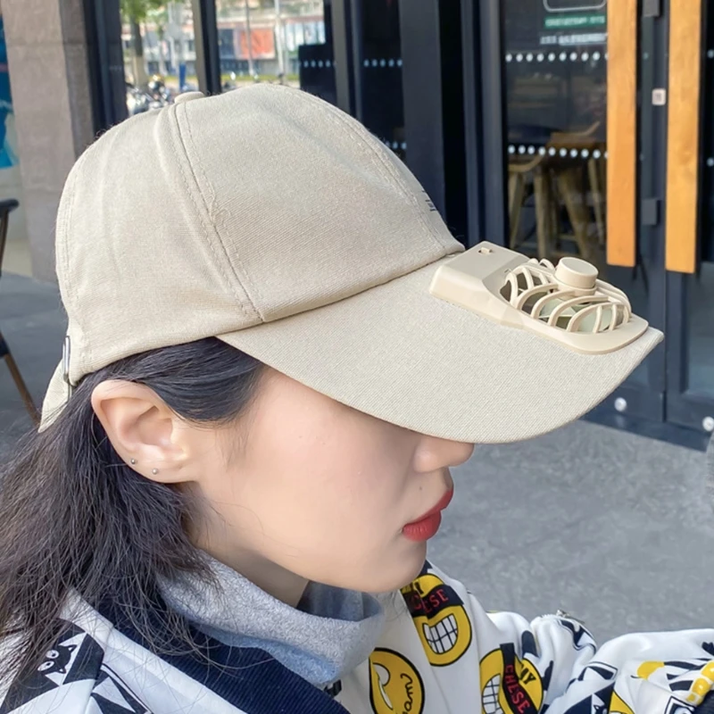 Kadın erkek yaz USB şarj soğutma fanı beyzbol şapkası açık Golf güneş koruyucu mektuplar baskılı 2 hız ayarlanabilir doruğa şapka