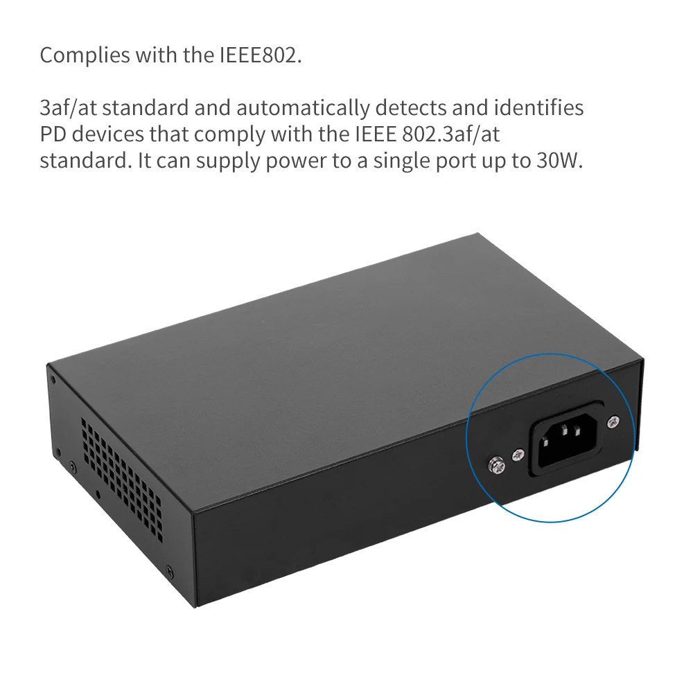 Коммутатор POE 2 порта Ethernet Uplink 0 Гбит/с для IP-камеры беспроводная точка доступа