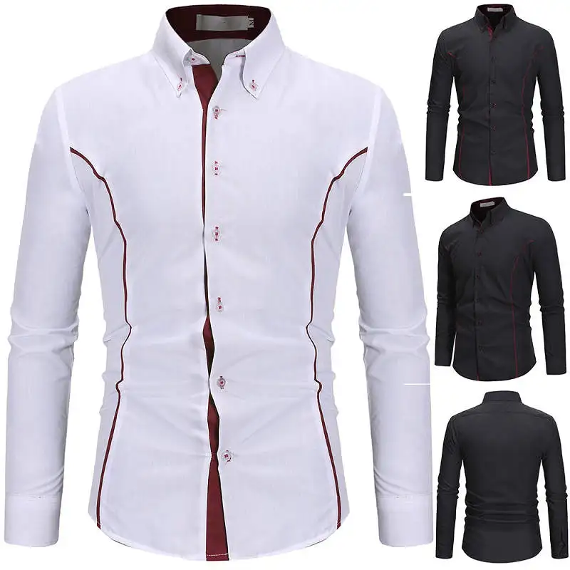 Casual Men's Social Shirt Men Personality Long-sleeved Blouse Top Long Sleeve |