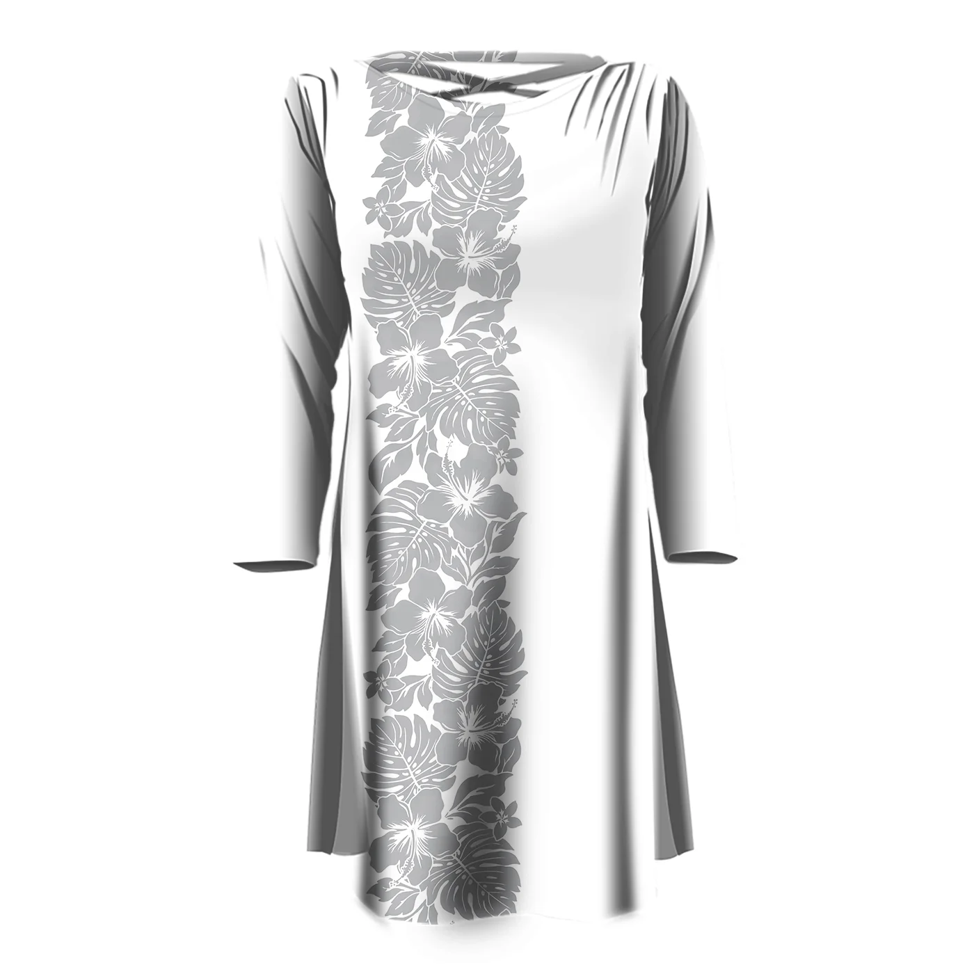 

Polynesian Puletasi Tribal Design Vintage Floral Print Women Long Sleeve Dress Plus Size Sexy Cutout Backless Dress OEM Custom