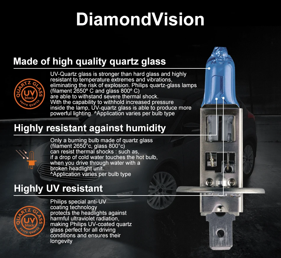 Philips h1 галогенный 55 Вт 12 В Diamond Vision 5000K Ultimate белый светильник Авто Лампа H1 головной светильник оригинальные аксессуары для автомобиля 2 шт