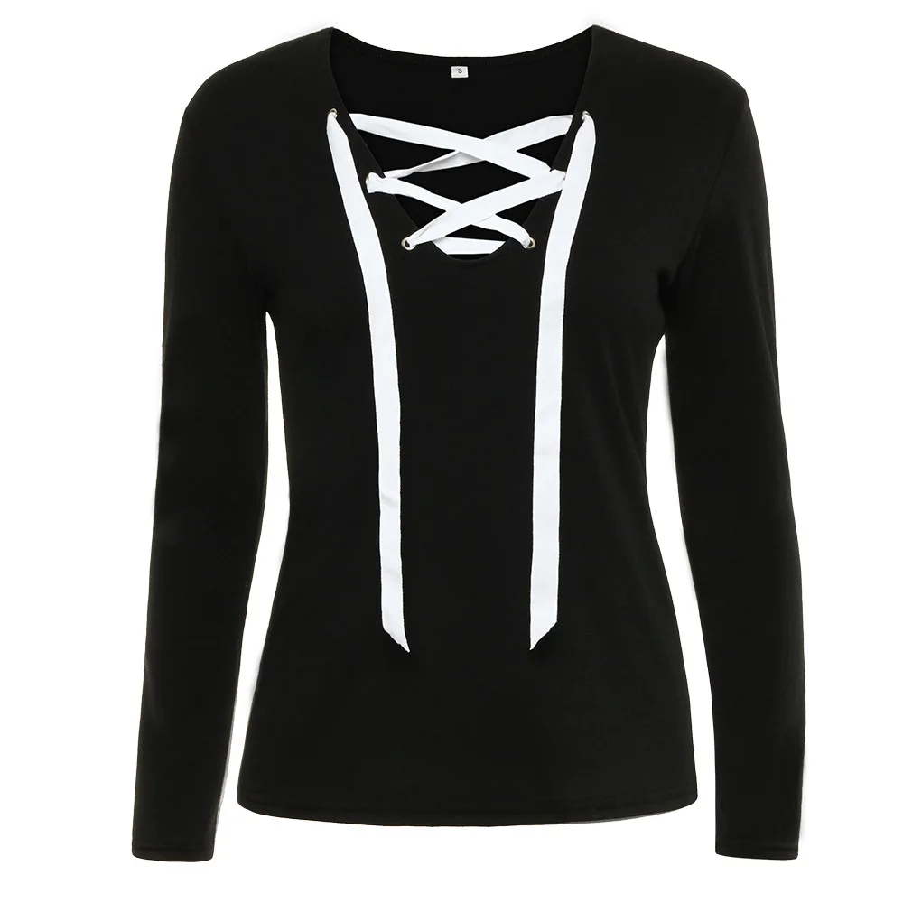 Прямая поставка Женская Повседневная футболка с длинным рукавом Весенняя