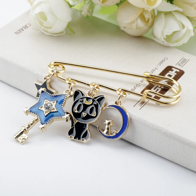 Japanese Anime Cat Wand Collection Pendant Brooch Pins Cartoon Card Captor Sakura Safe Pin Shape Lapel Enamel Jewelry | Украшения и
