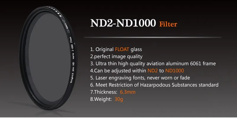 KnightX ND2 к ND1000 ND фильтр объектива для canon eos sony nikon color d80 1200d dslr d600 d5300 d70 49 мм 52 мм 55 мм 58 мм 67 мм 77 мм