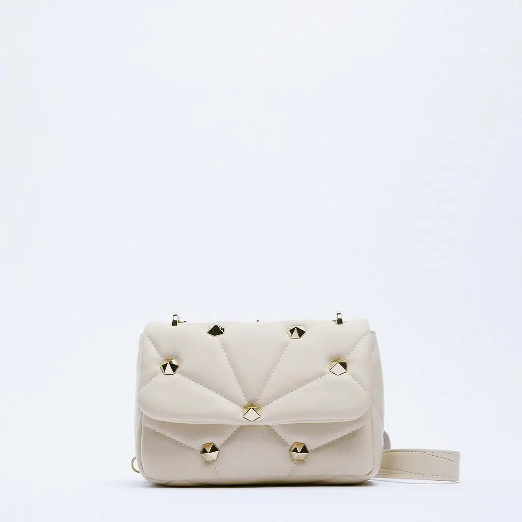 

ZA Brand Luxury Rivet Quilted Crossbody Bags Metal Chain One-Shoulder Bags Small Flap Women Messenger Bags