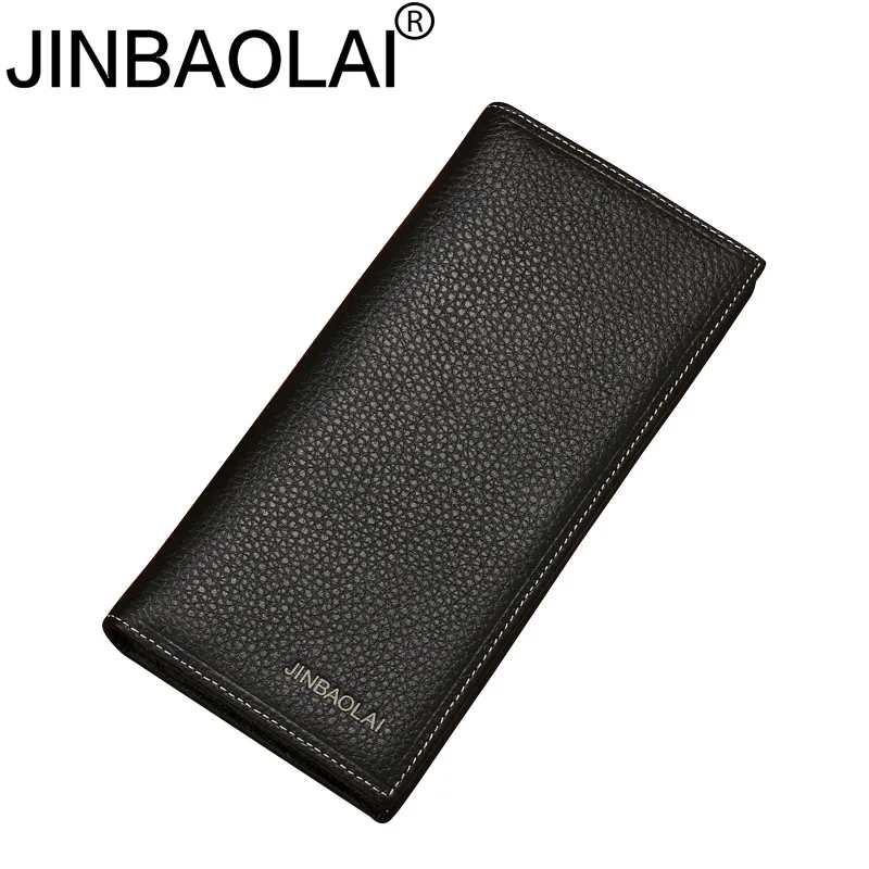 Брендовый мужской кошелек JINBAOLAI длинный клатч из натуральной кожи кошельки для