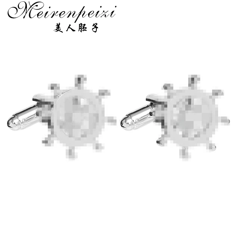 Мужские блестящие запонки с серебряным покрытием 1 пара|steering wheel cufflinks|wheel cufflinksmens