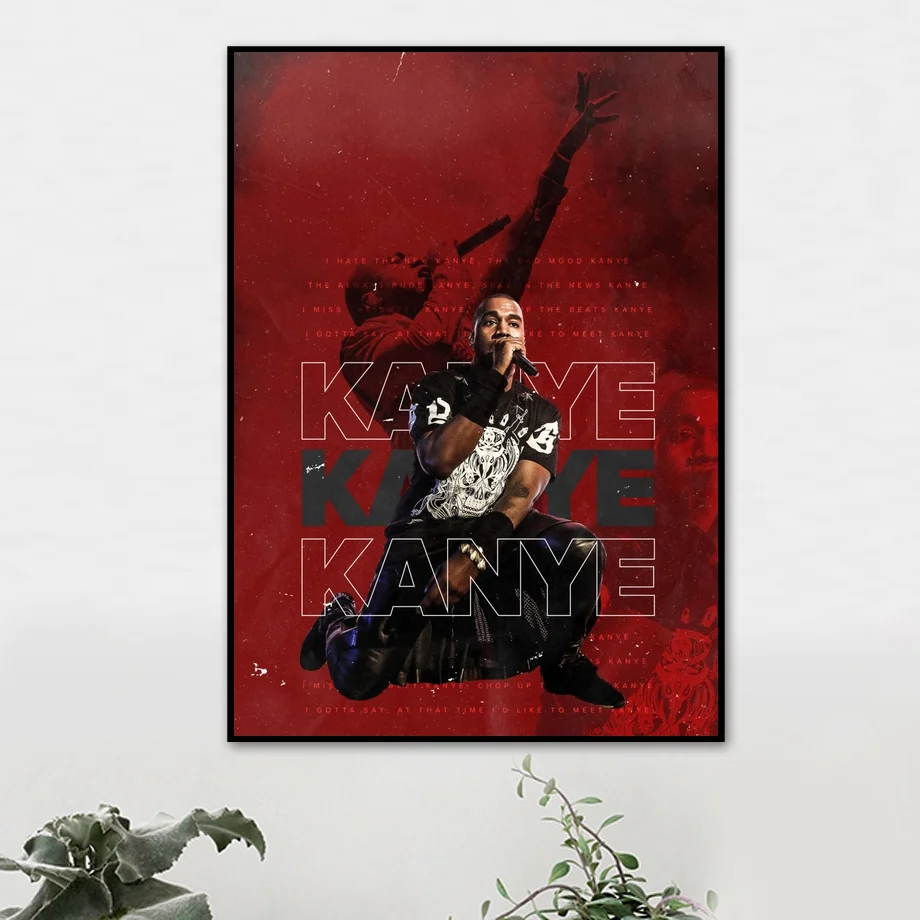 Канье Уэст известная музыкальная певица художественный холст постер домашний