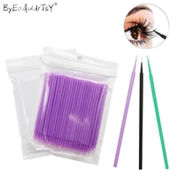 100pclot micro brushes eye lash glue brushes eyelashes extension lint free disposable applicators sticks makeup tools